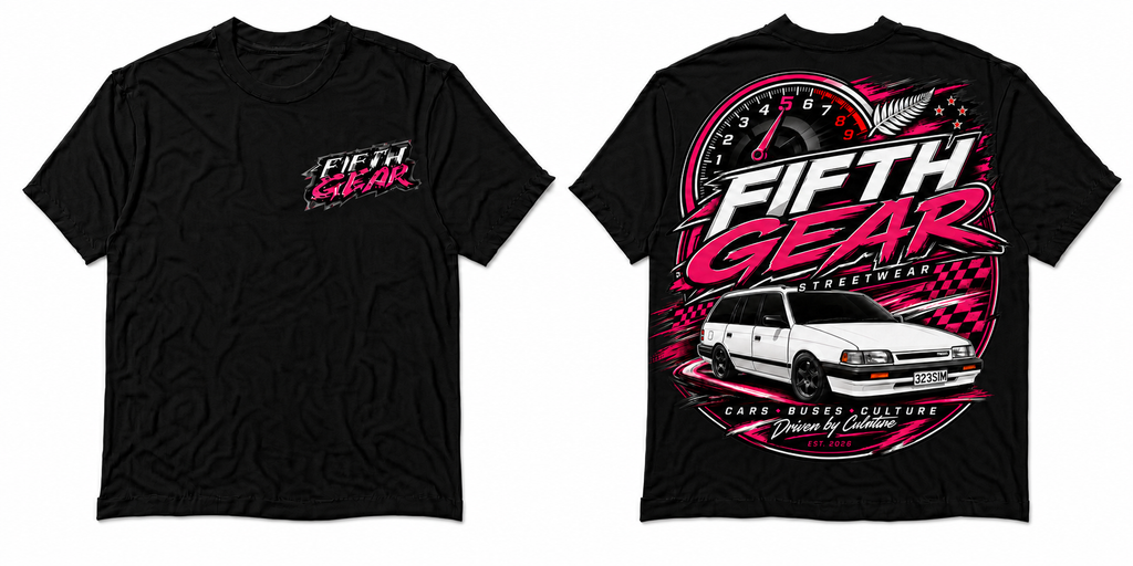 Mazda 323 Driven by Culture - Black Tee front and back
