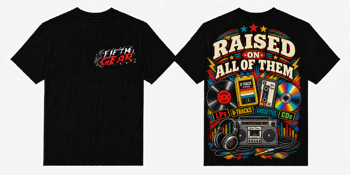 Raised on All of Them - White Tee front and back