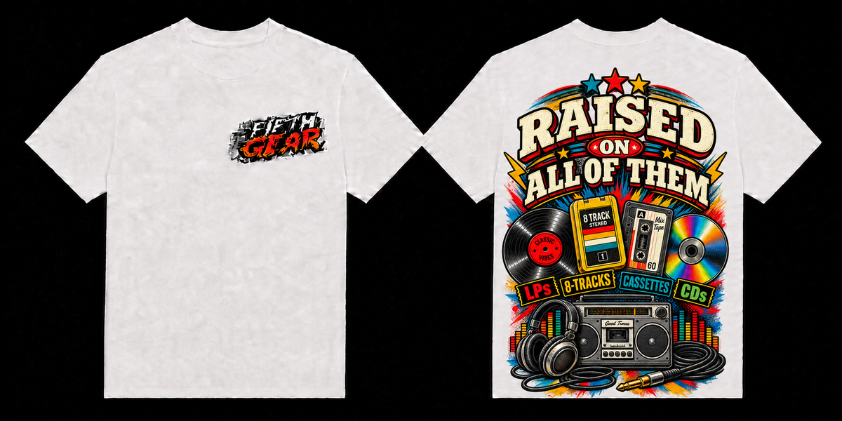Raised on All of Them - Black Tee front and back
