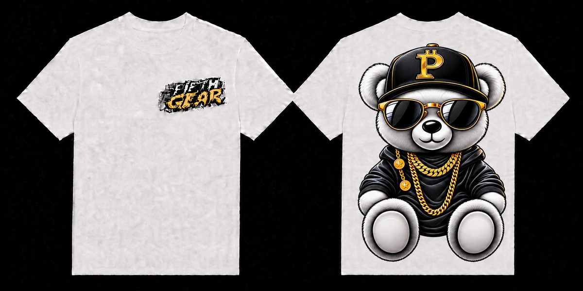 Fifth Gear P Money Panda Tee - White colorway front and back