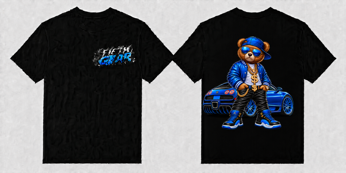 Fifth Gear Rich Bear Tee - Black colorway front and back