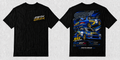 Fifth Gear Subaru GC8 WRX STi 555 Rally Heritage Tee - Black colorway front and back