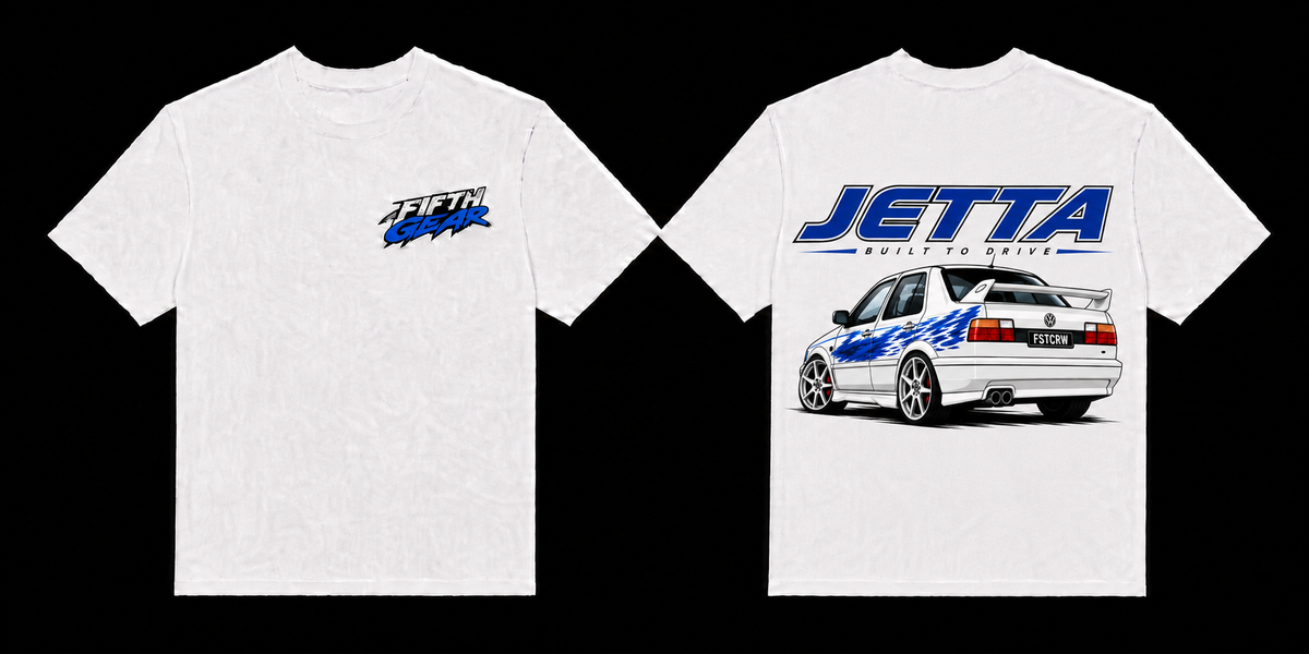 Fifth Gear Jetta Built to Drive Tee - White colorway front and back
