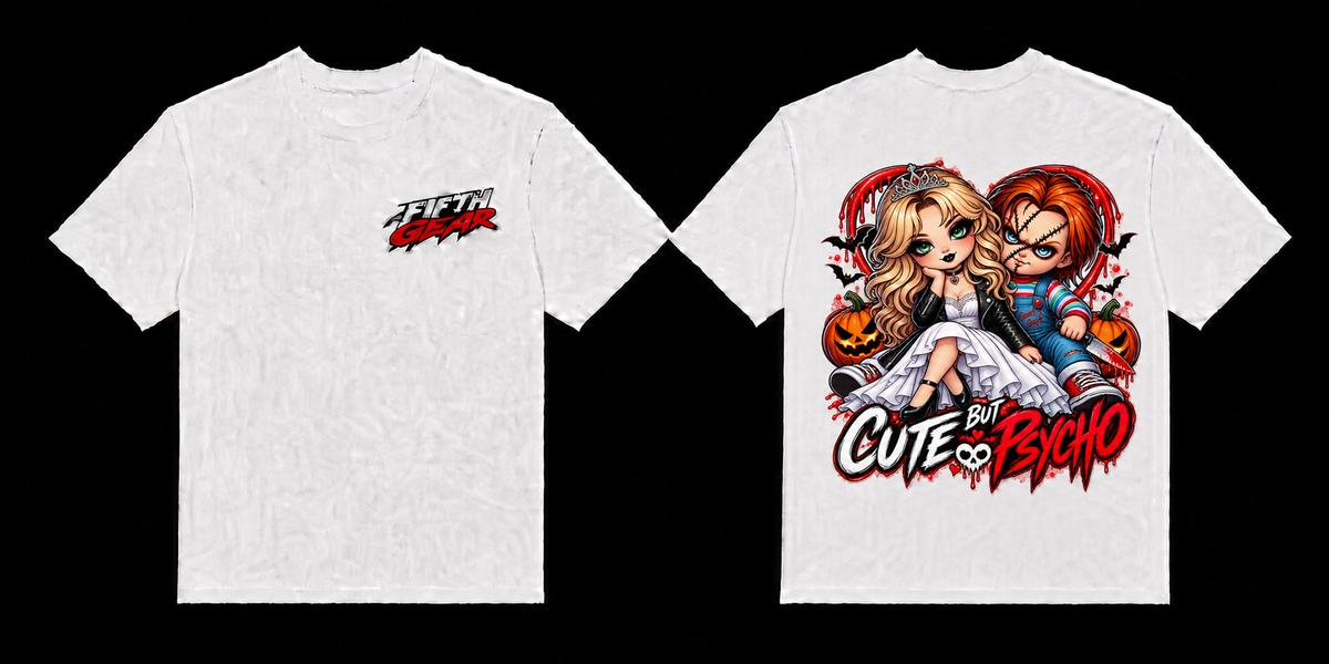Cute but Psycho - White Tee front and back