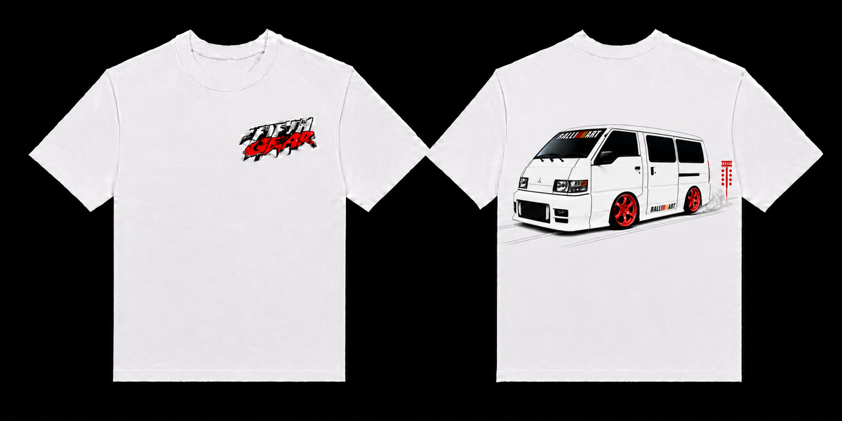 Mitsubishi L300 Ralliart Van - White Tee front and back