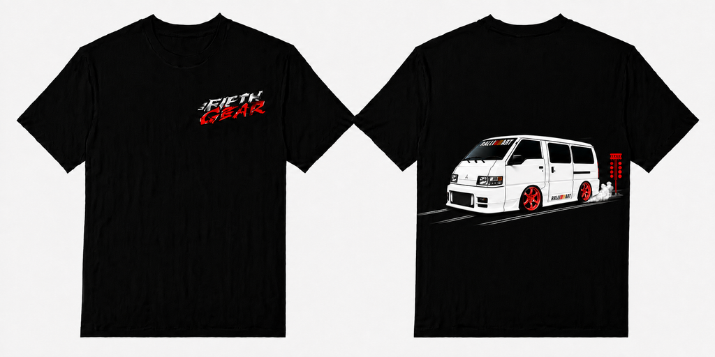 Mitsubishi L300 Ralliart Van - Black Tee front and back