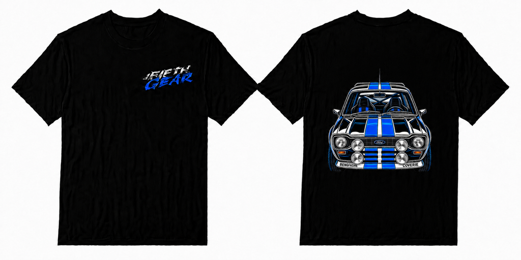 Ford Escort MK2 BENGFASHE COVERIE - Black Tee front and back