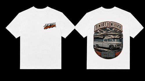 Fifth Gear Auckland Cruiser C10 Tee - White colorway front and back