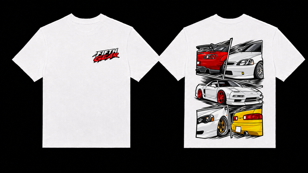 Fifth Gear Honda Legends Four-Panel Tee - White colorway front and back