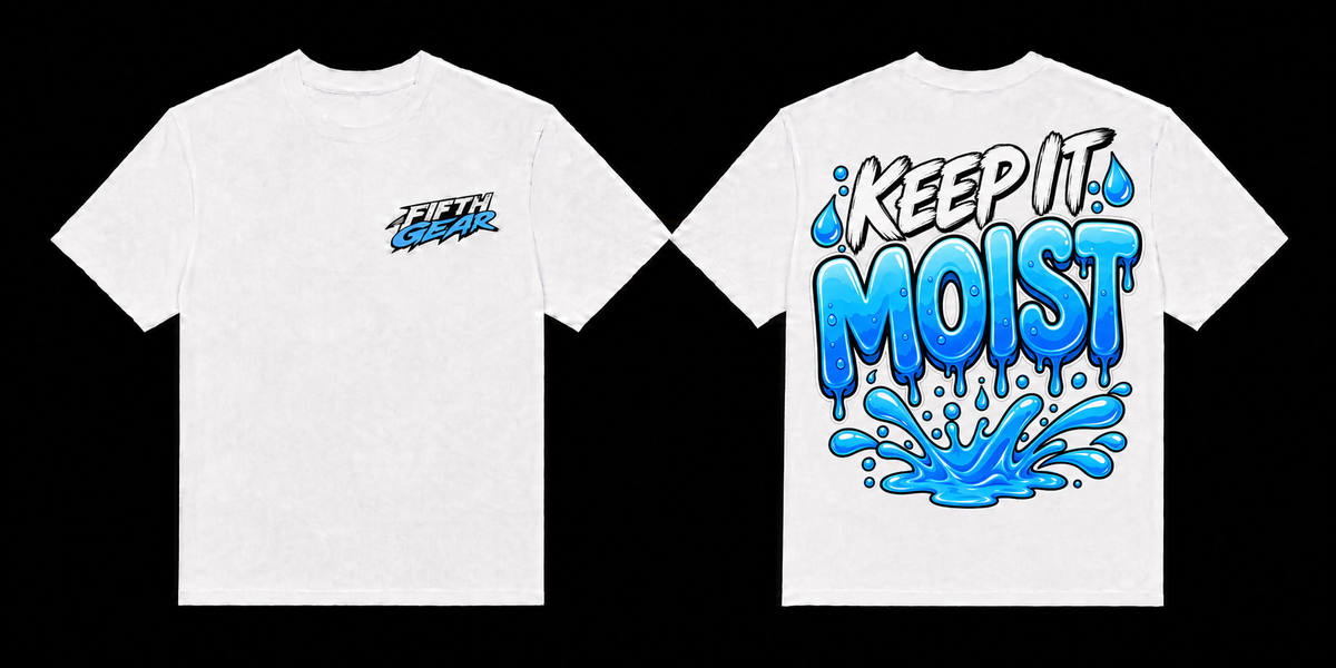 Fifth Gear Keep It Moist Tee - White colorway front and back