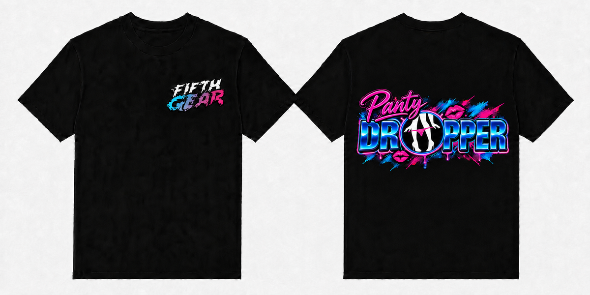 Fifth Gear Panty Dropper Tee - Black colorway front and back