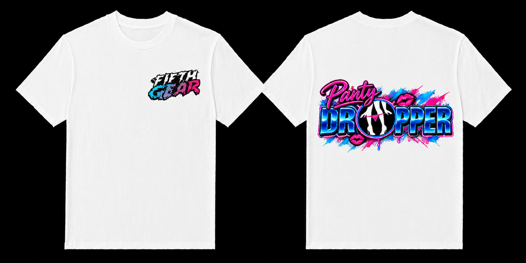 Fifth Gear Panty Dropper Tee - White colorway front and back