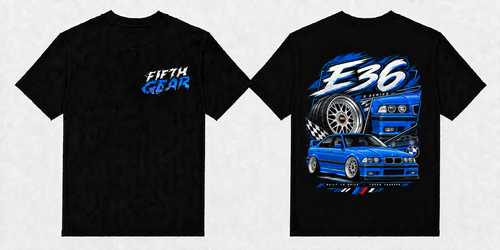 Fifth Gear BMW E36 3 Series Tee - Black colorway front and back