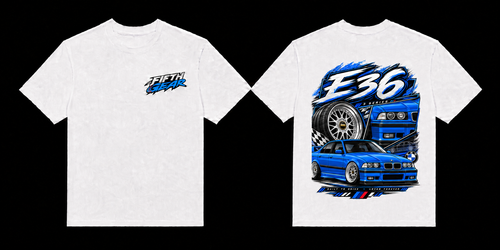 Fifth Gear BMW E36 3 Series Tee - White colorway front and back