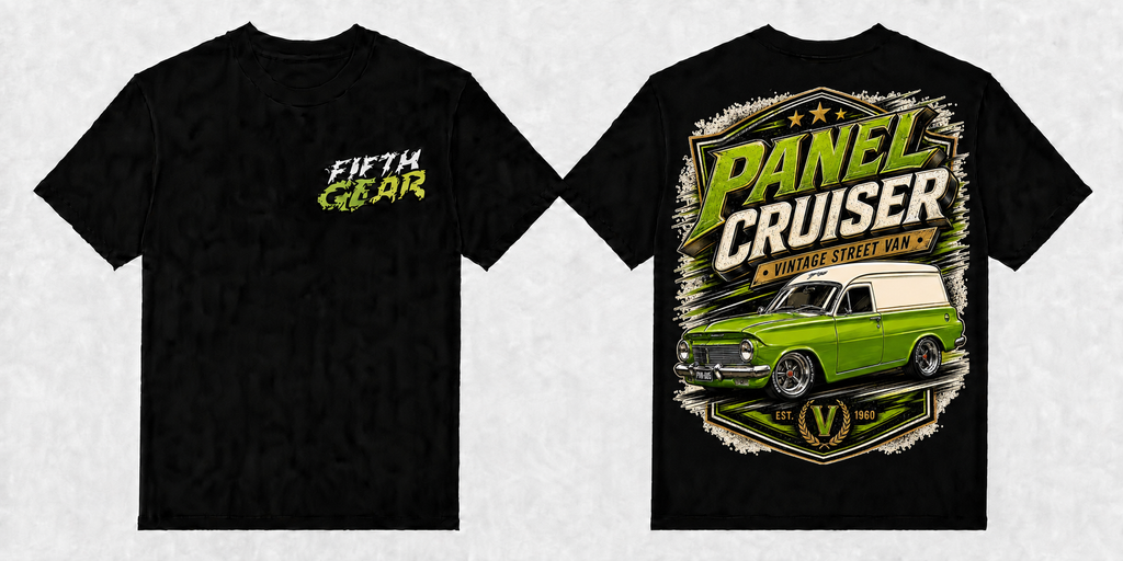 Panel Cruiser Vintage Street Van - Black Tee front and back
