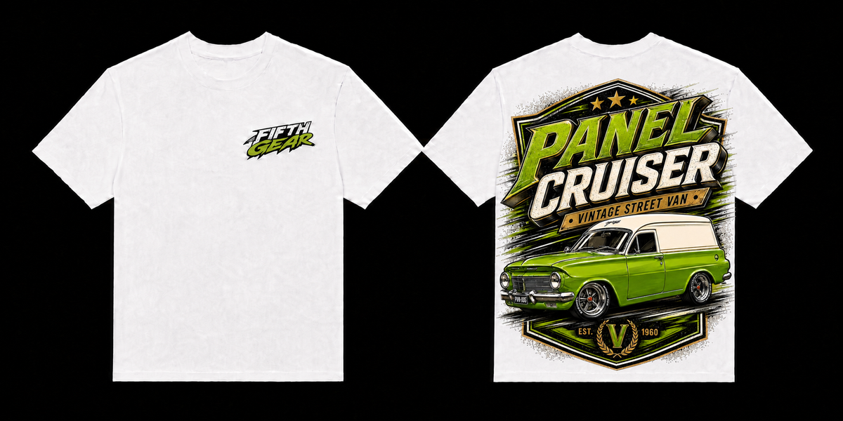 Panel Cruiser Vintage Street Van - White Tee front and back