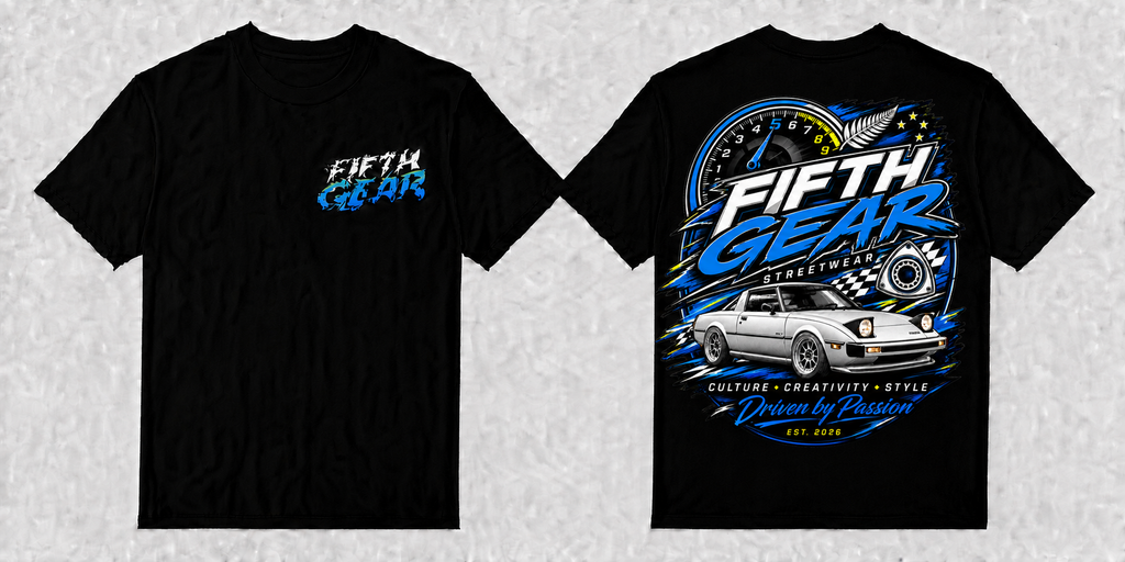Mazda RX-7 FC Driven by Passion - Black Tee front and back