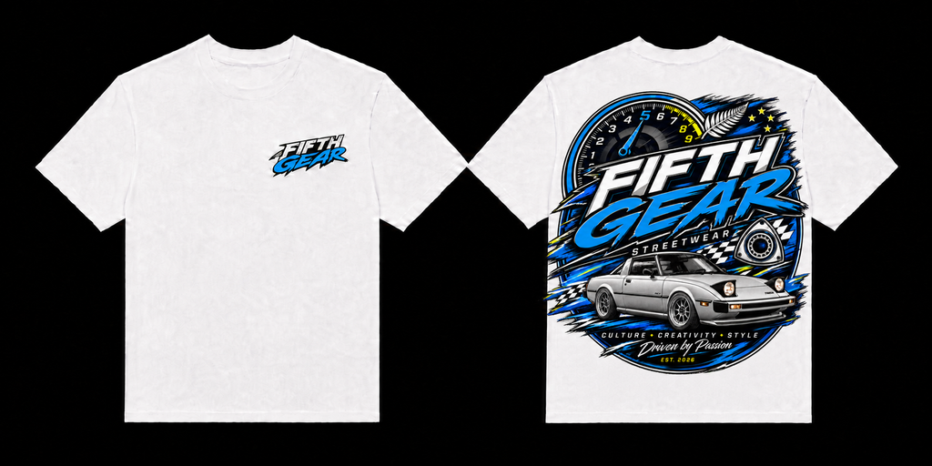 Mazda RX-7 FC Driven by Passion - White Tee front and back
