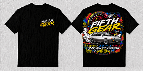 Fifth Gear AE86 Driven by Passion - Black Tee front and back