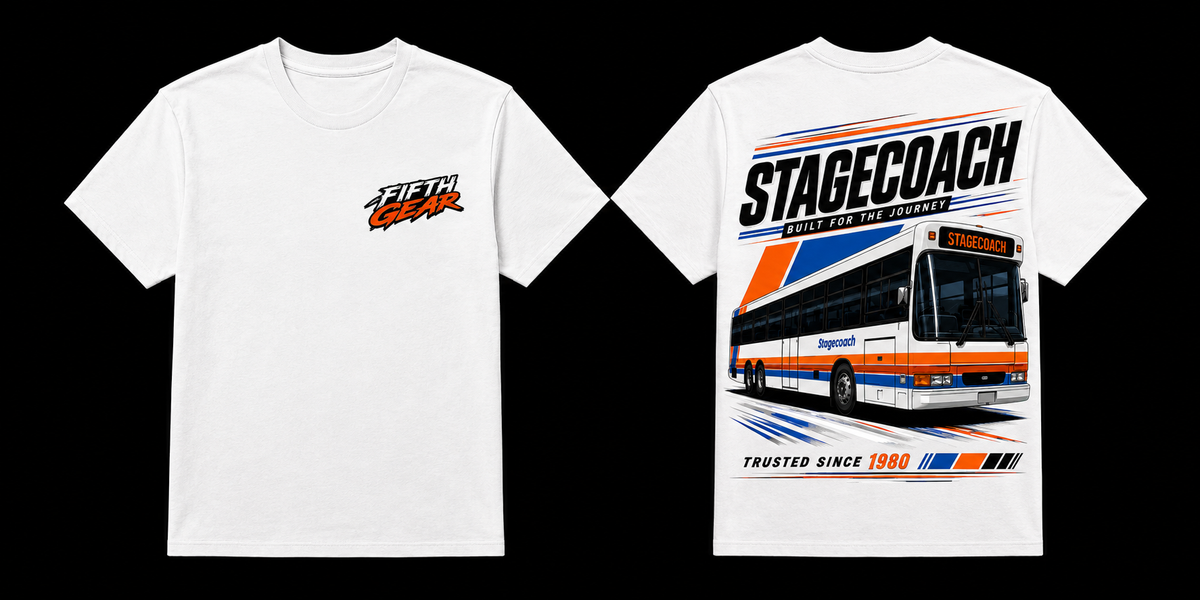 Fifth Gear Stagecoach Classic Coach Tee - White colorway front and back