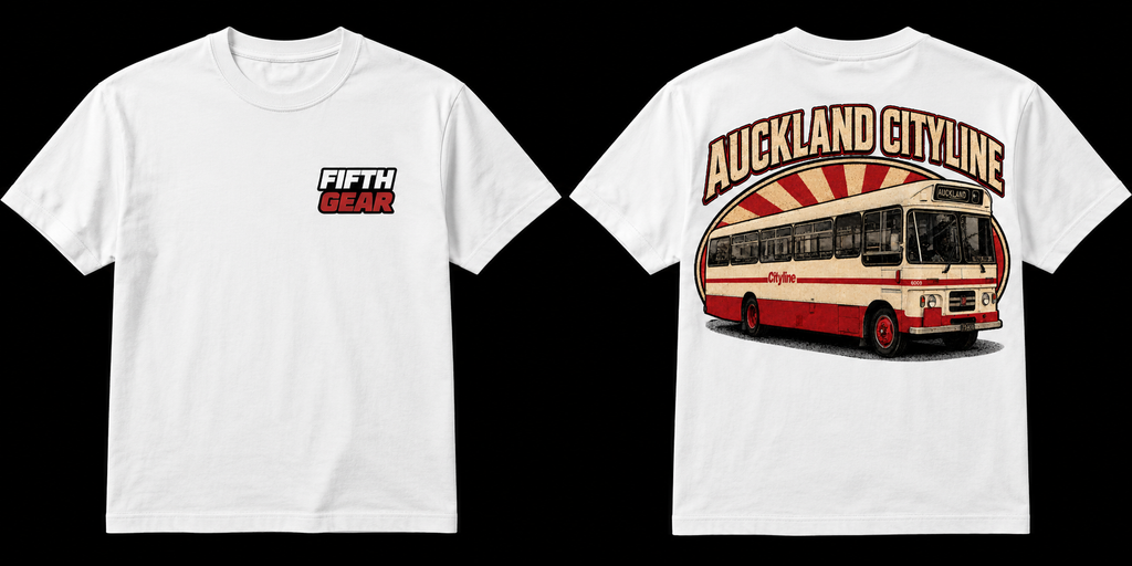 Fifth Gear Auckland Cityline Rising Sun Tee - White colorway front and back