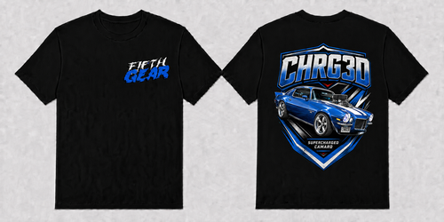 Fifth Gear CHRG3D Supercharged Camaro Tee - Black colorway front and back