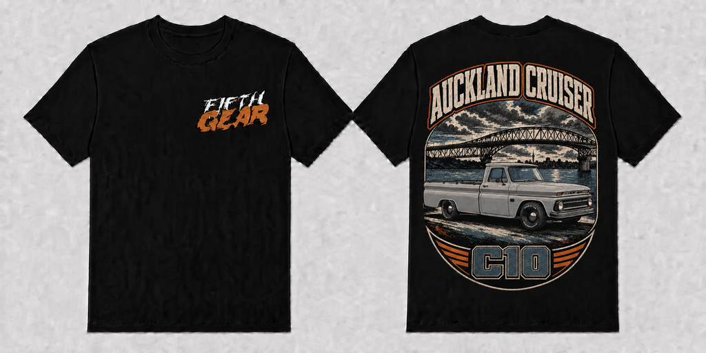 Fifth Gear Auckland Cruiser C10 Tee - Black colorway front and back