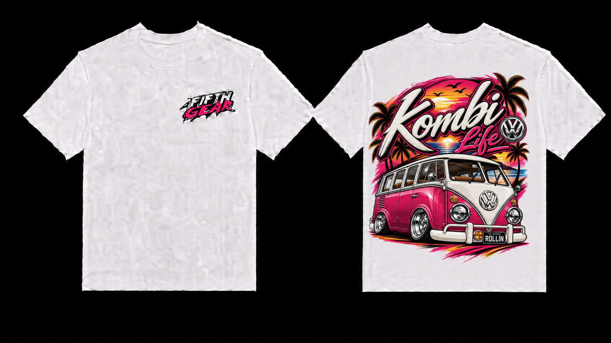 Fifth Gear Kombi Life Tee - White colorway front and back