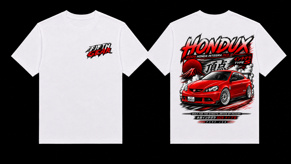 Fifth Gear HONDUX DC5 Pinnacle Tee - White colorway front and back