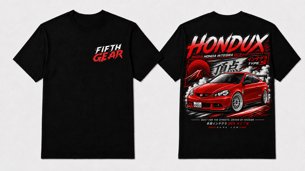 Fifth Gear HONDUX DC5 Pinnacle Tee - Black colorway front and back