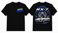 Fifth Gear Mazda RX-7 SA22C Rotary Power Tee - Black colorway front and back