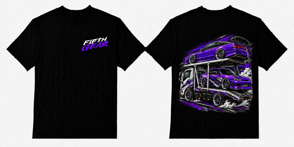 Fifth Gear Double Stack Tee - Black colorway front and back