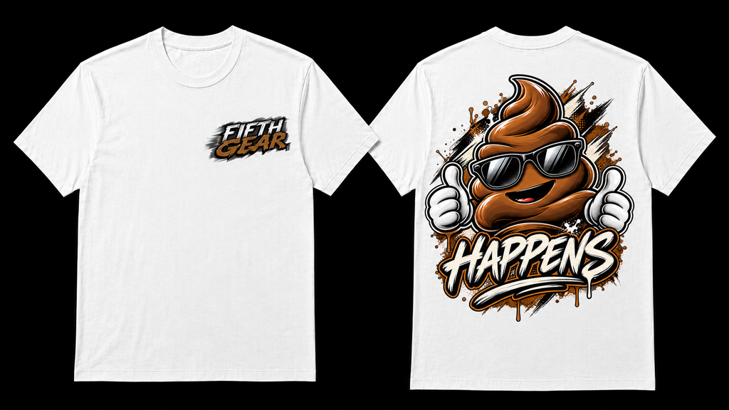 Happens - Black Tee front and back