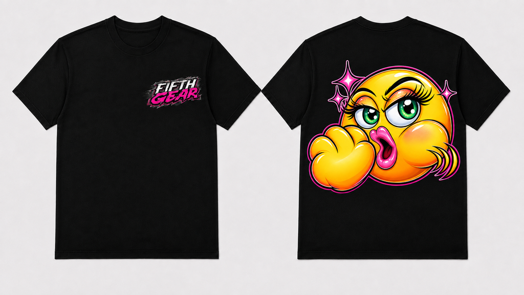 Fifth Gear Sassy Emoji Tee - Black colorway front and back
