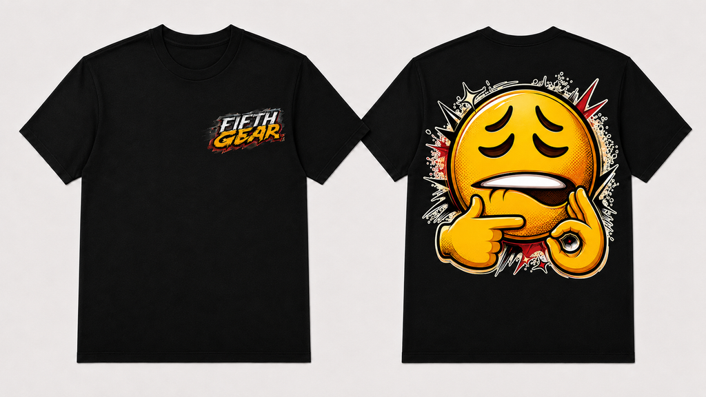 Fifth Gear You Good Emoji Tee - Black colorway front and back