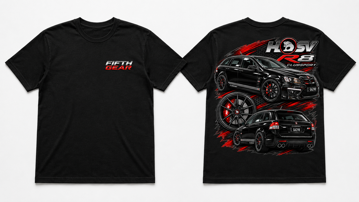 HSV R8 ClubSport GAZV8 - Black Tee front and back