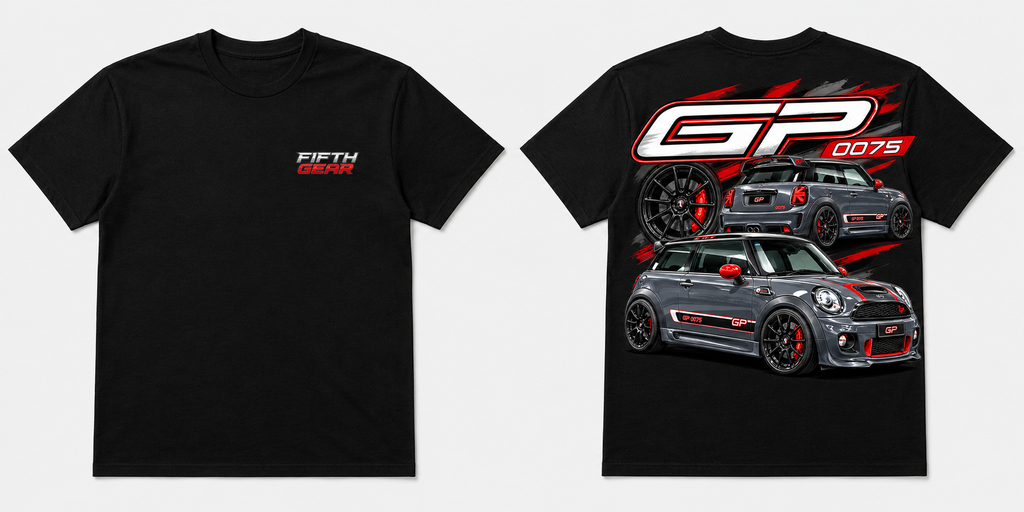 Fifth Gear MINI JCW GP Tee - Black colorway front and back