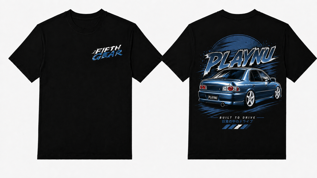 Fifth Gear Toyota Chaser JZX100 Tee - Black colorway front and back