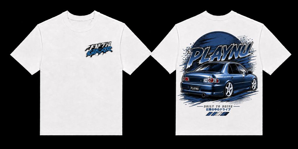 Fifth Gear Toyota Chaser JZX100 Tee - White colorway front and back
