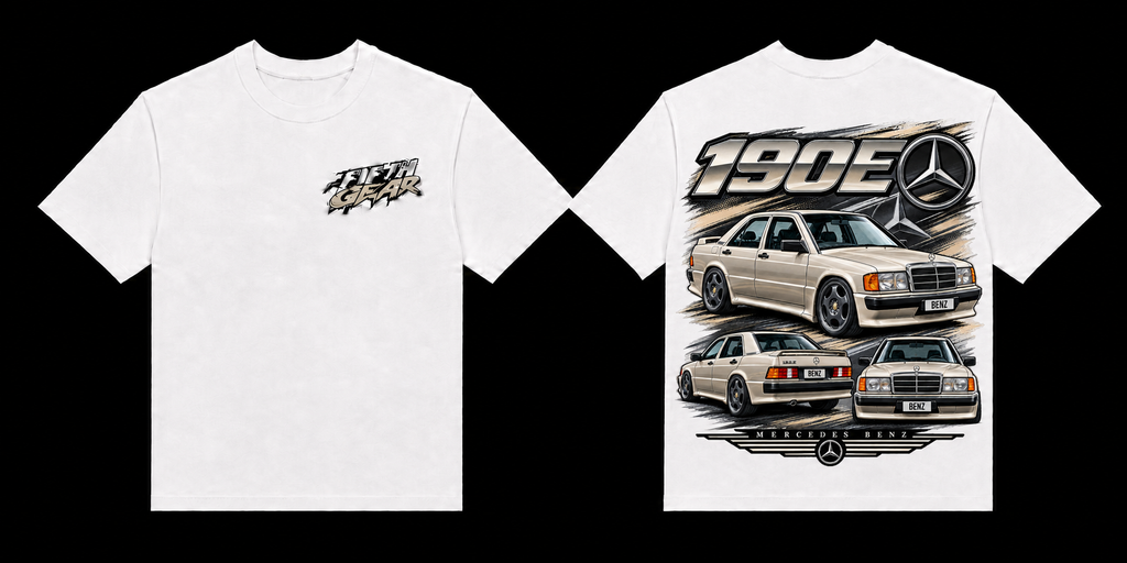Fifth Gear Mercedes-Benz 190E Tee - White colorway front and back