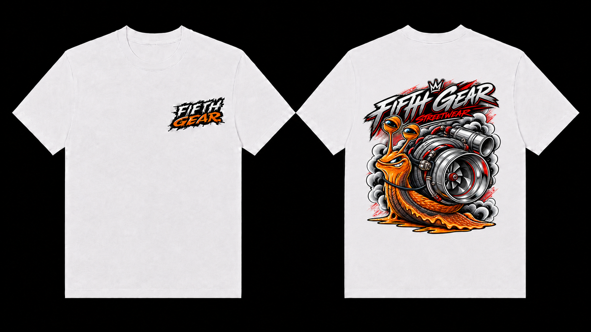 Fifth Gear Turbo Snail - White Tee front and back