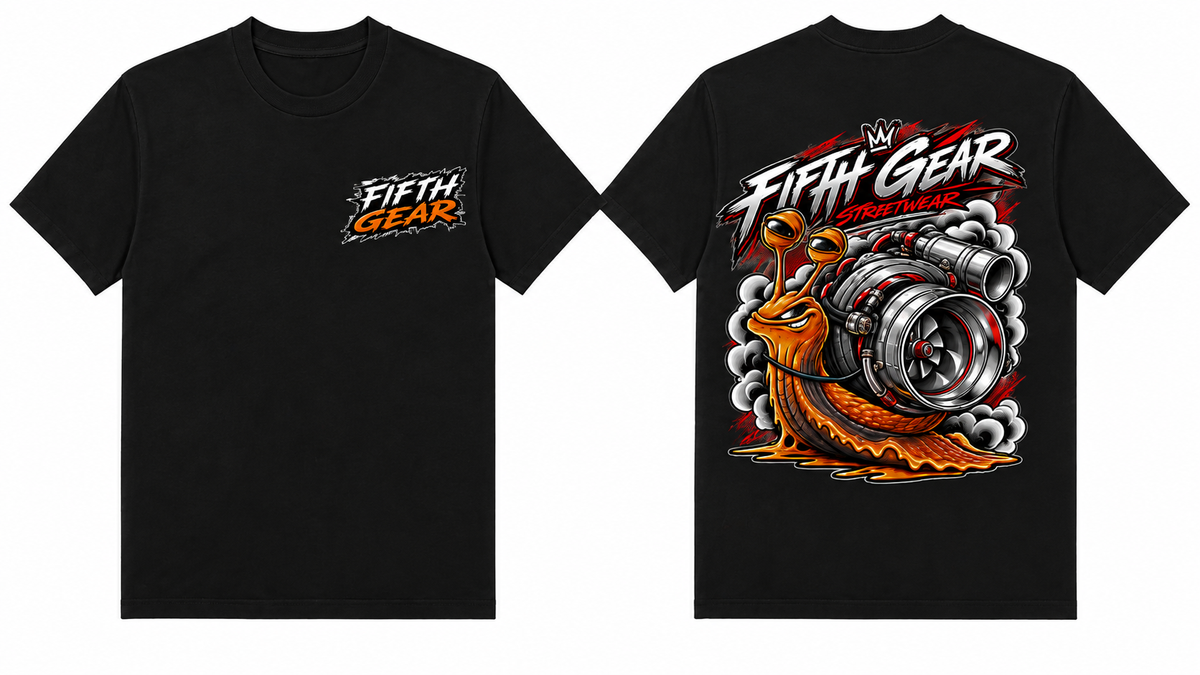 Fifth Gear Turbo Snail - Black Tee front and back