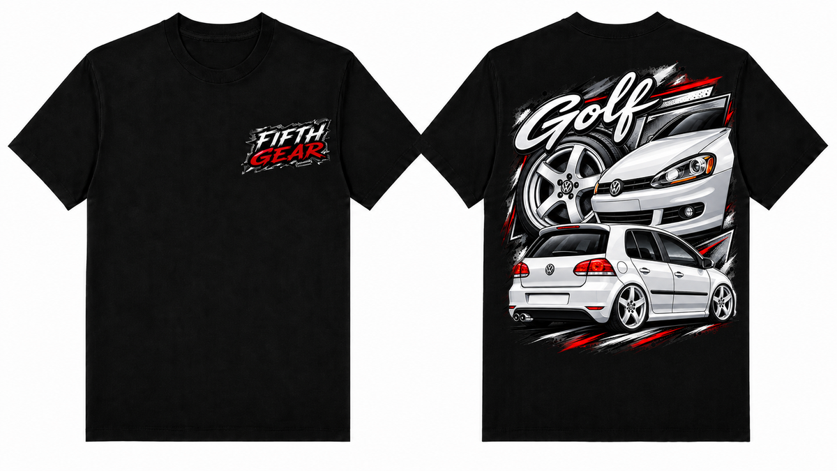 Fifth Gear VW Golf Tee - Black colorway front and back