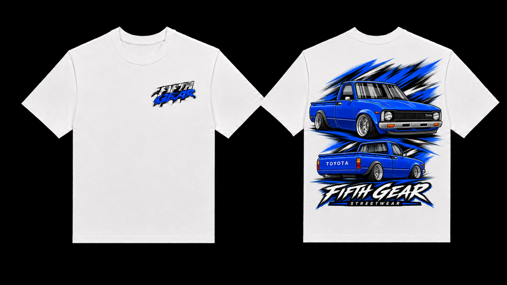 Toyota Hilux Mini Truck - White Tee front and back