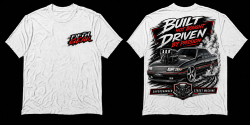 Built Not Bought Driven By Passion - White Tee front and back
