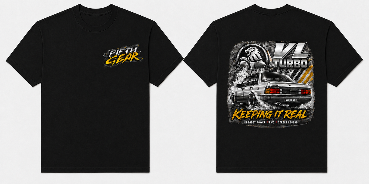 Holden VL Turbo Keeping It Real - Black Tee front and back