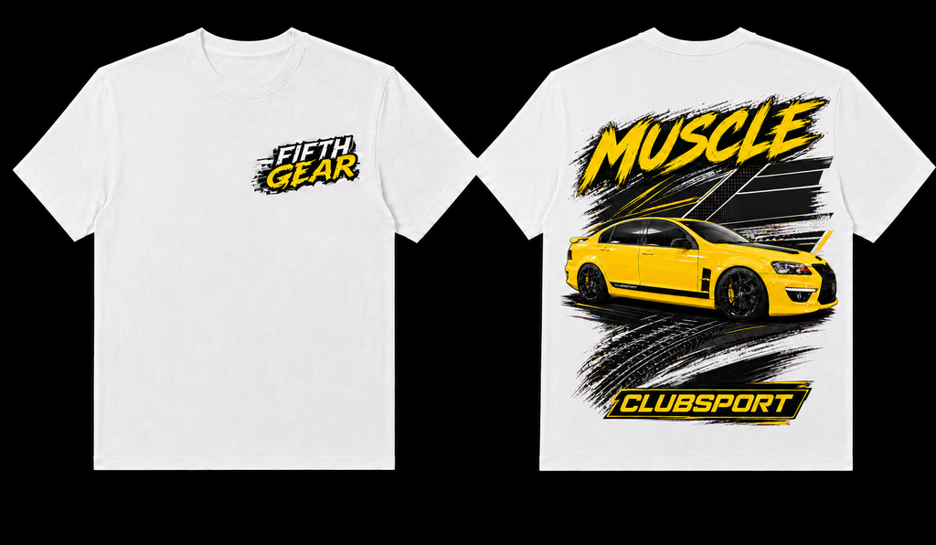HSV ClubSport Muscle - White Tee front and back