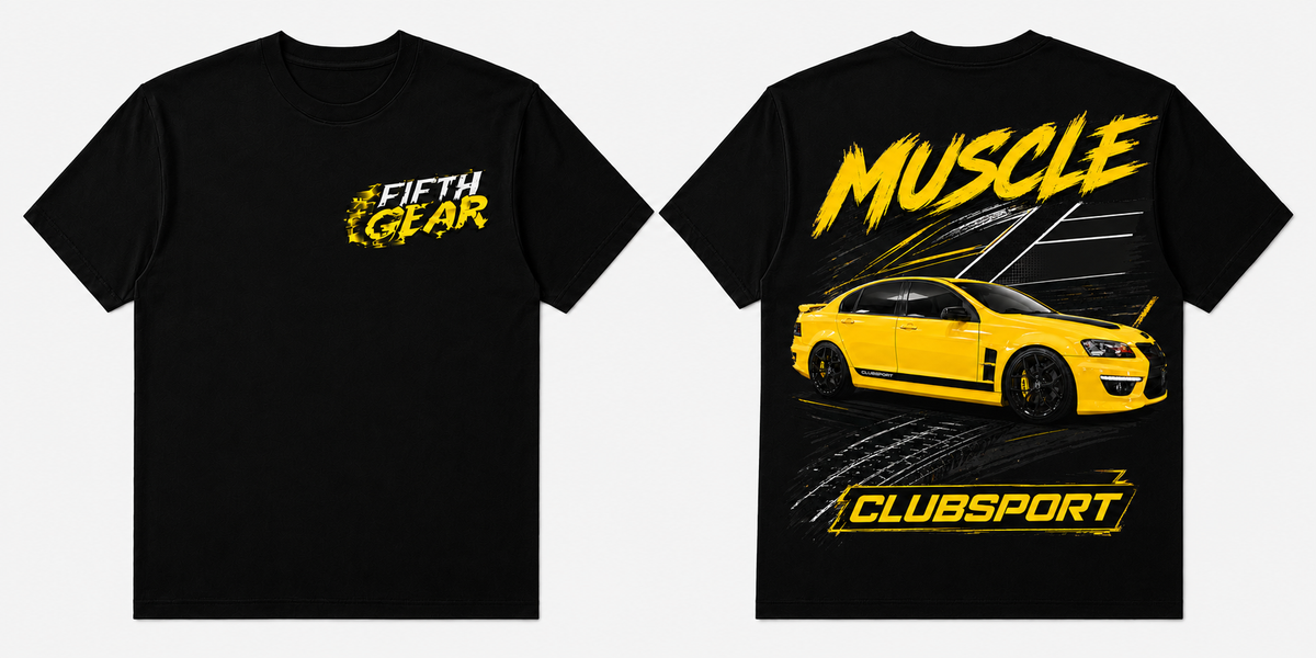 HSV ClubSport Muscle - Black Tee front and back