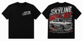 Fifth Gear Nissan Skyline GT Japanese Street Legend Tee - Black colorway front and back