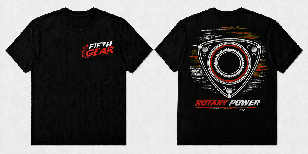 Fifth Gear Rotary Power Tee - Black colorway front and back